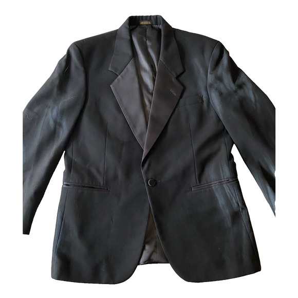 Fialdini Tuxedo Jacket Mens 40 Black 100% Wool Formal Sport Coat Suit Jacket - Picture 3 of 13